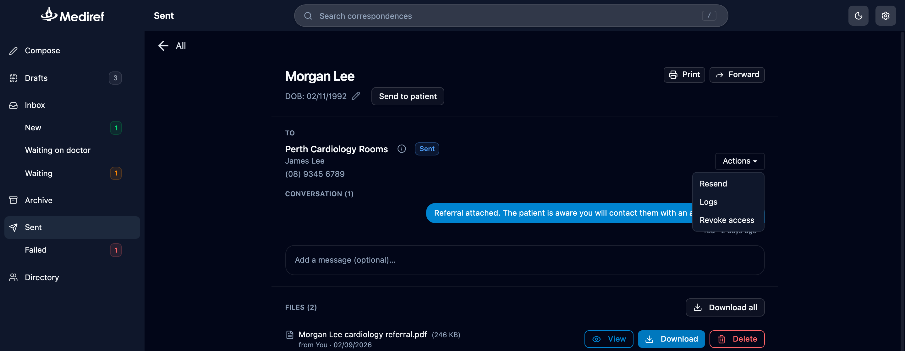 Actions menu showing Revoke access
