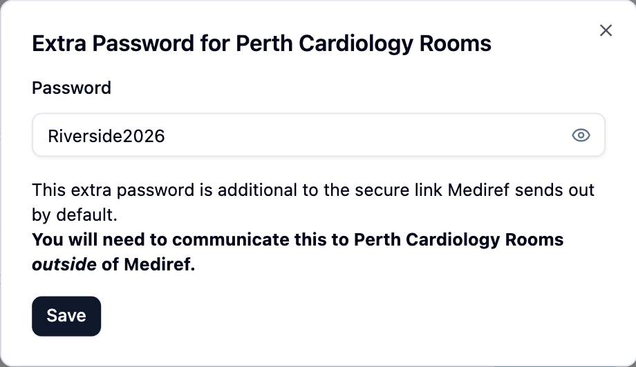 Extra Password dialog with the password revealed